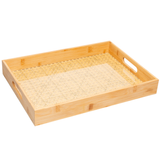 Bandeja de bambu grande com alças e fundo trelica 48cm