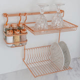 Barra De Cozinha 30 Cm Porta Utensílios 6 Ganchos Rose Gold - Ela Decora