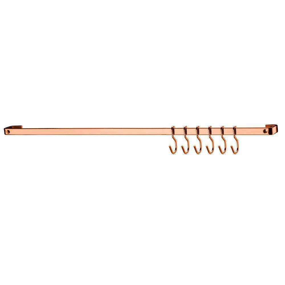 Barra De Cozinha 30 Cm Porta Utensílios 6 Ganchos Rose Gold - Ela Decora