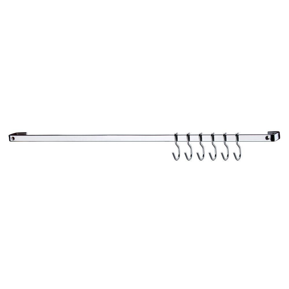 Barra de Piatina 45cm com 6 Ganchos Cromada - Ela Decora