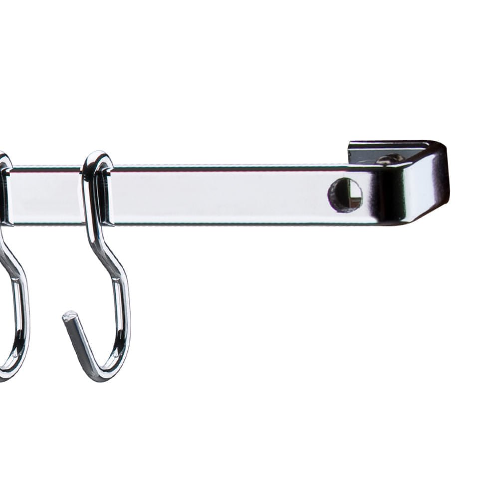 Barra de Piatina 45cm com 6 Ganchos Cromada - Ela Decora