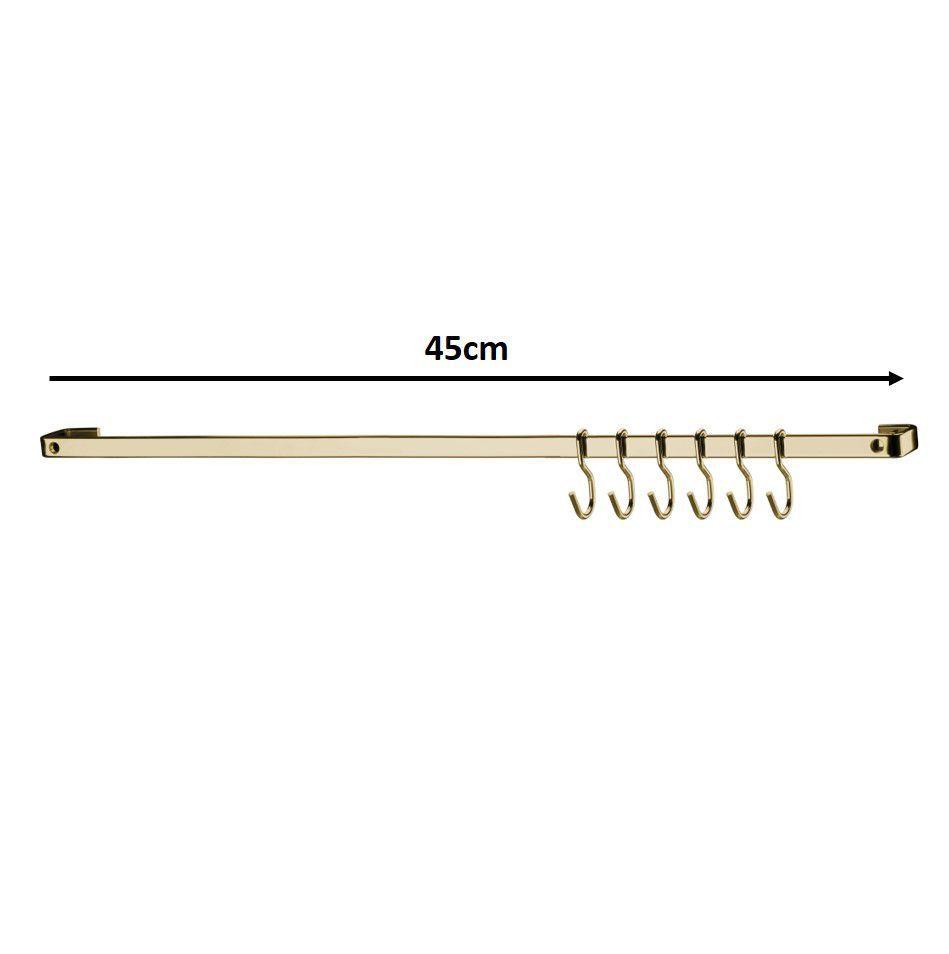 Barra de Piatina 45cm com 6 ganchos Dourada - Ela Decora