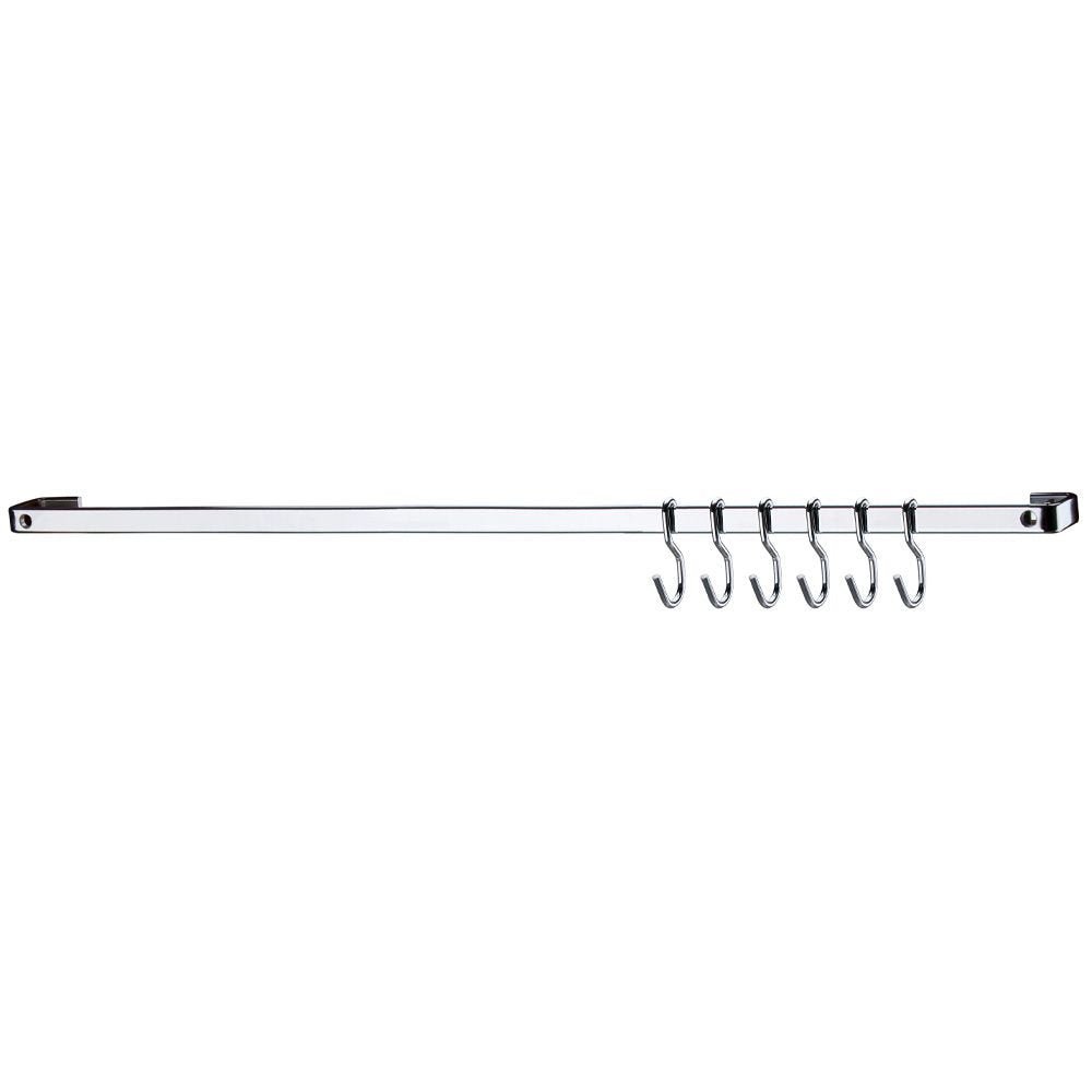 Barra de Piatina Cromada 60cm com 6 ganchos - Ela Decora