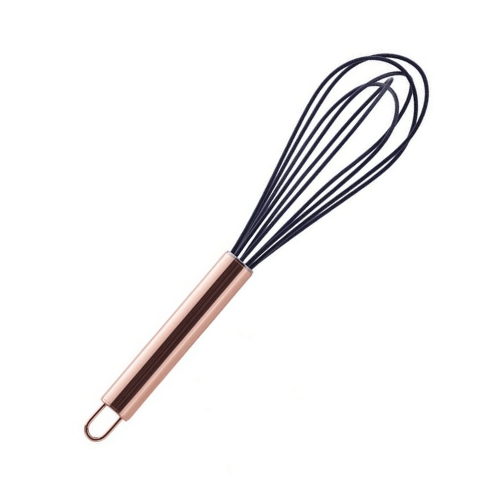 Batedor De Claras Silicone Azul Marinho Cabo Rose Gold - 25 cm - Ela Decora