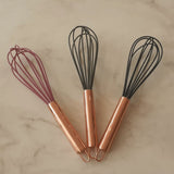 Batedor De Claras Silicone Roxo Cabo Rose Gold - 25 cm - Ela Decora