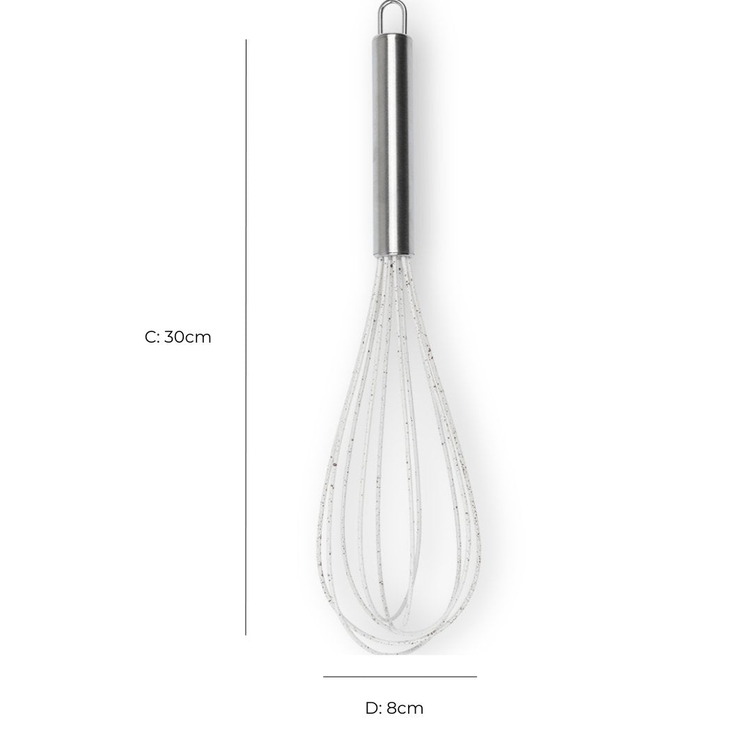 Batedor de Ovo Manual Silicone Vanilla 30cm - Ela Decora