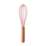 Batedor de Ovos de Silicone com Cabo de Bambu Charmy Rosa 24,5cm - Ela Decora