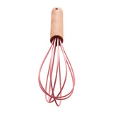 Batedor de Ovos de Silicone com Cabo de Bambu Charmy Rosa 24,5cm - Ela Decora