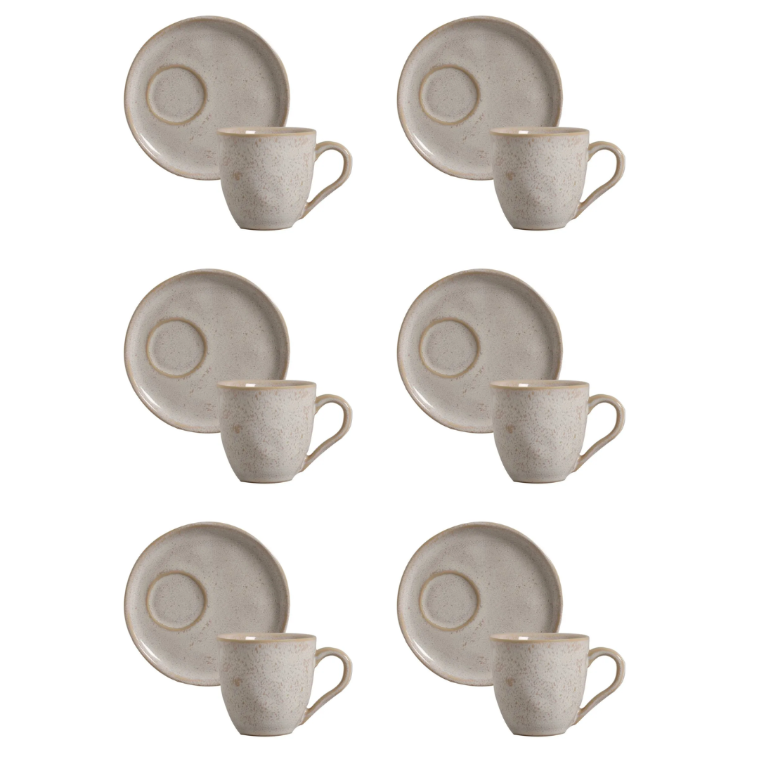 Jogo 6 Xícaras de Chá com Pires Bio Latte Descentralizado 170ml