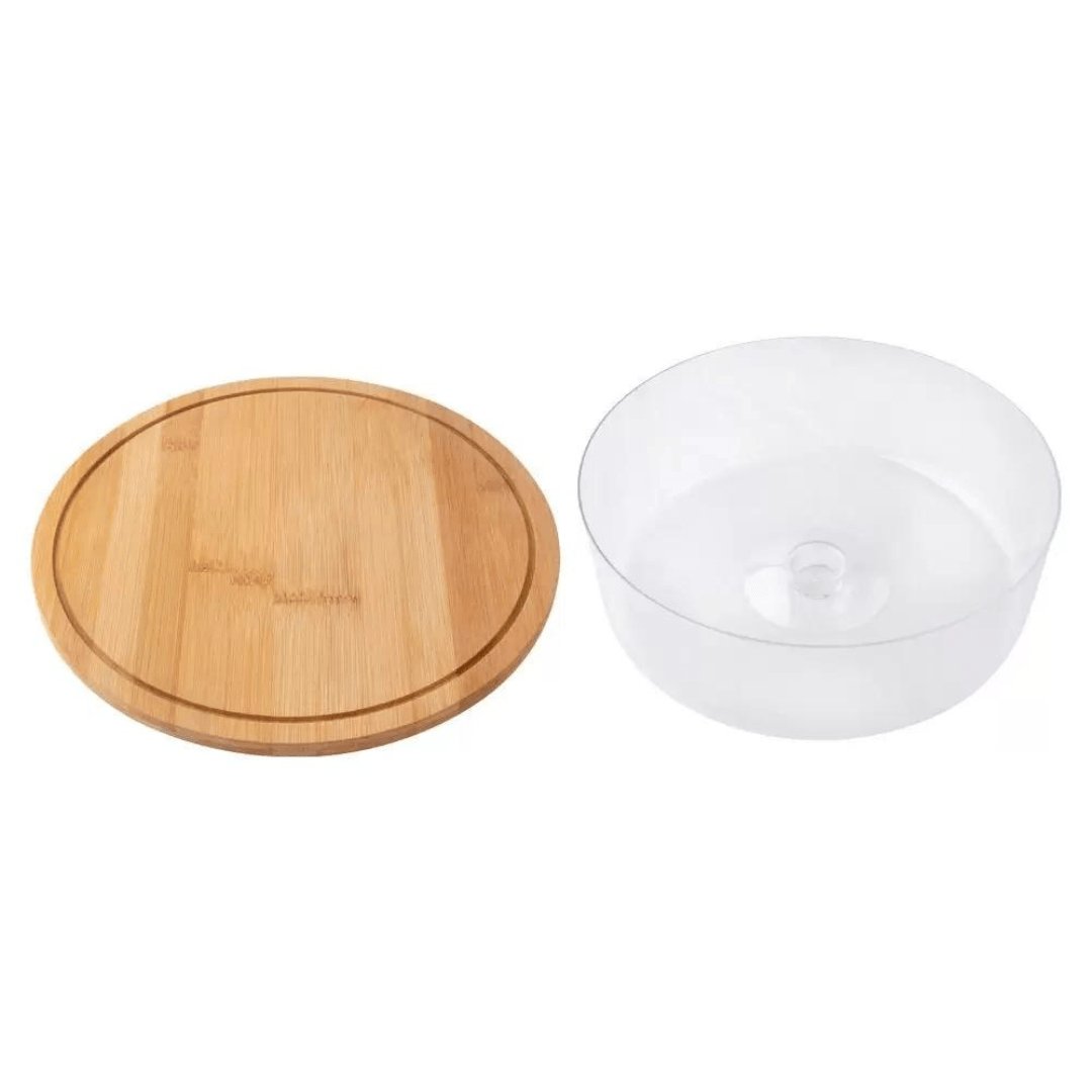Boleira de Bambu com Tampa de Acrílico 28cm - Ela Decora