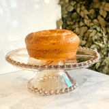 Boleira Prato para Bolo Petisqueira Pearl de Cristal com Pé e Tampa Âmbar 31cm x 25cm - Ela Decora
