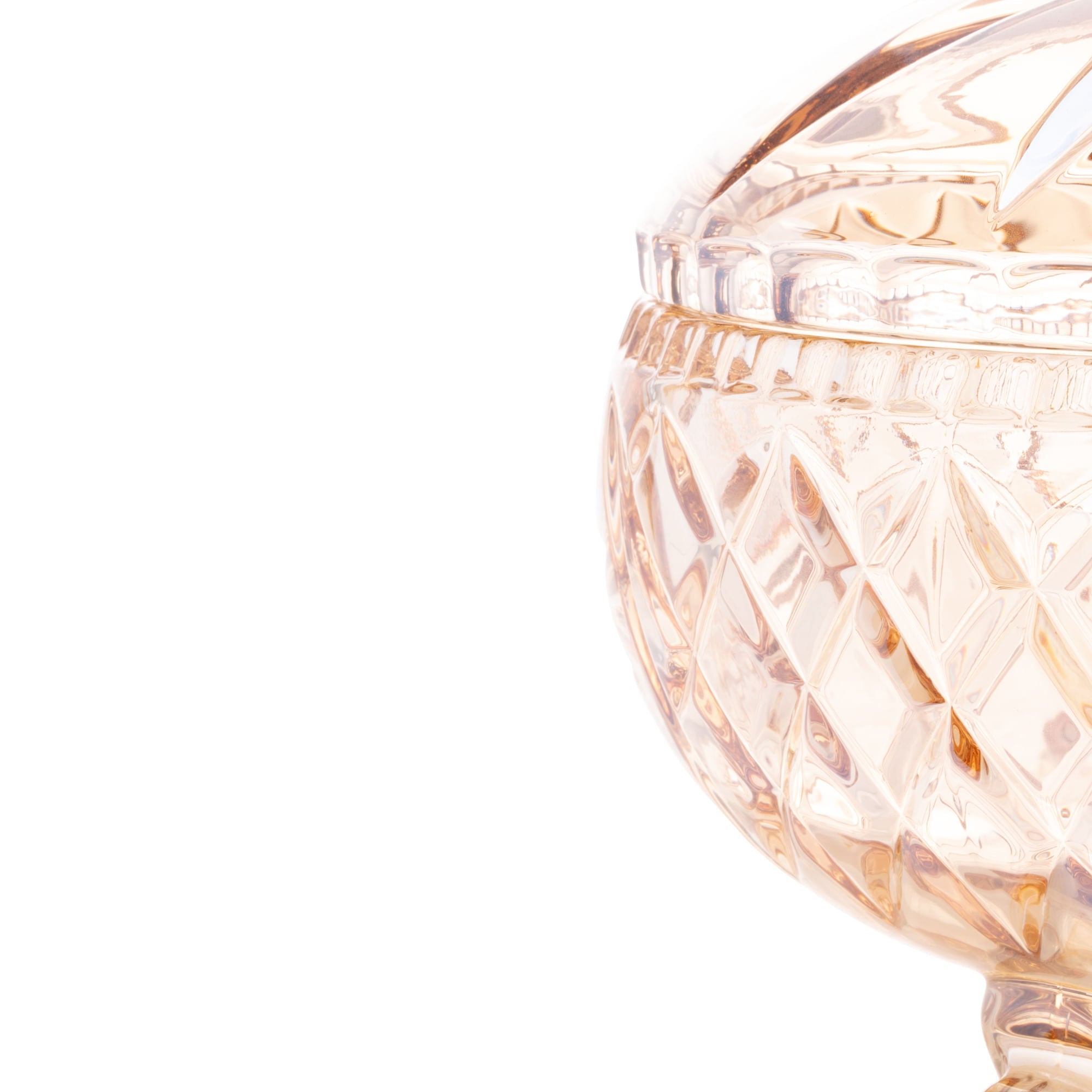 Bomboniere Potiche com Pé de Cristal Prima Âmbar Metalizado - 23 cm - Ela Decora