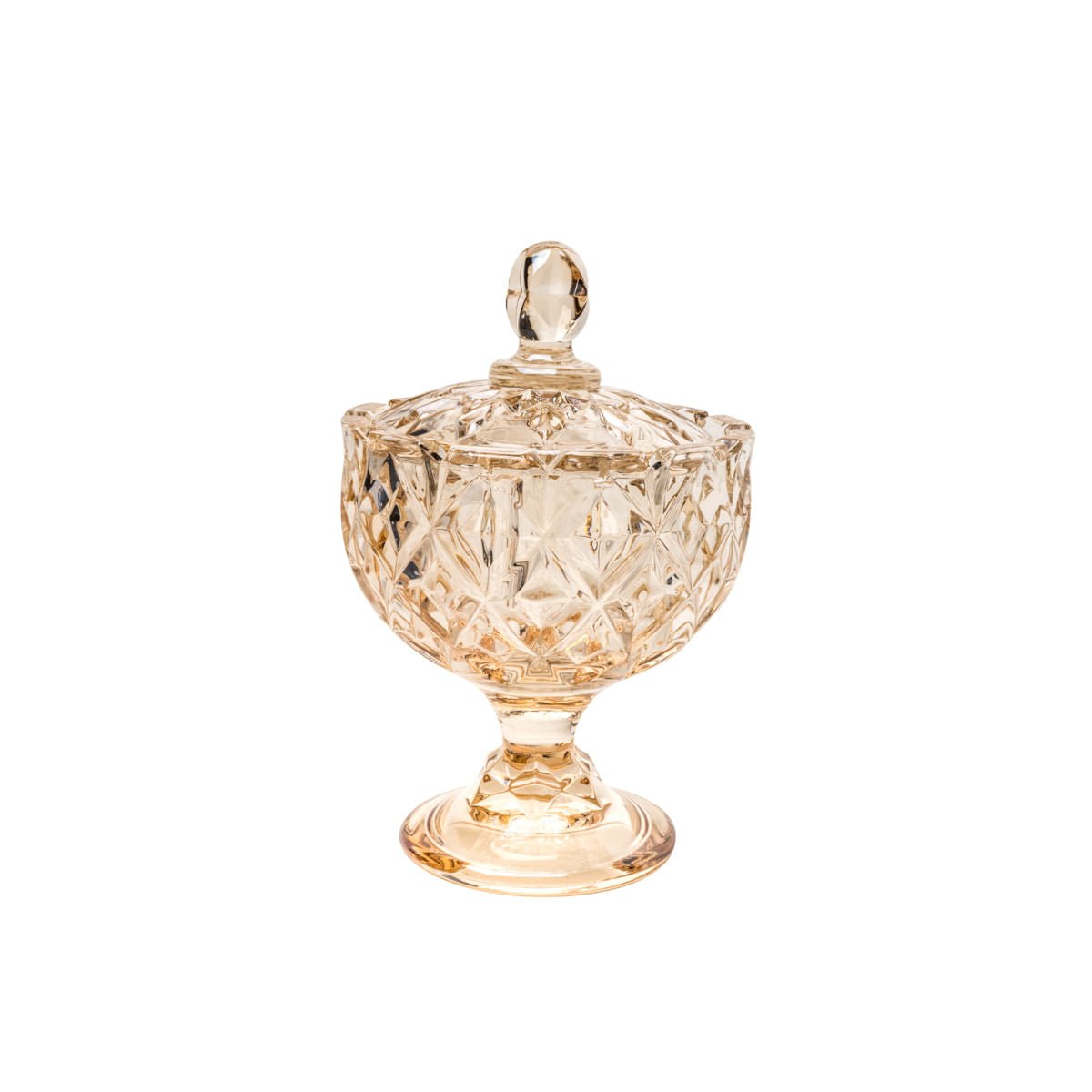 Bomboniere Potiche Cristal de Chumbo Âmbar 14cm - Ela Decora