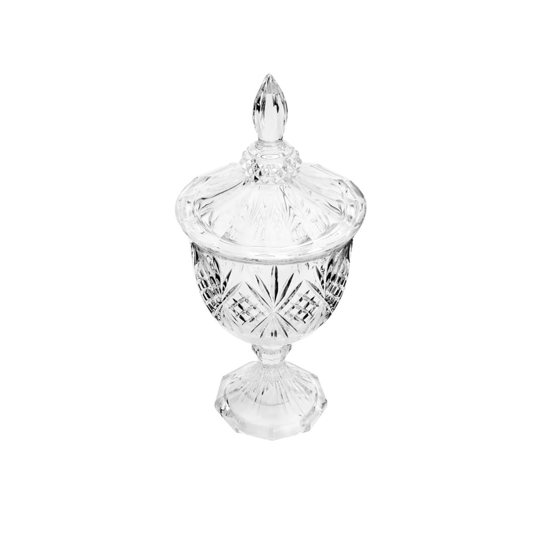 Bomboniere Potiche de Cristal de Chumbo com Pé Dublin 24,5cm Elegante - Ela Decora