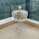 Bomboniere Potiche Geneva com Pé e Tampa de Cristal 18cm - Ela Decora