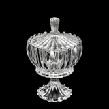 Bomboniere Potiche Geneva com Pé e Tampa de Cristal 18cm - Ela Decora