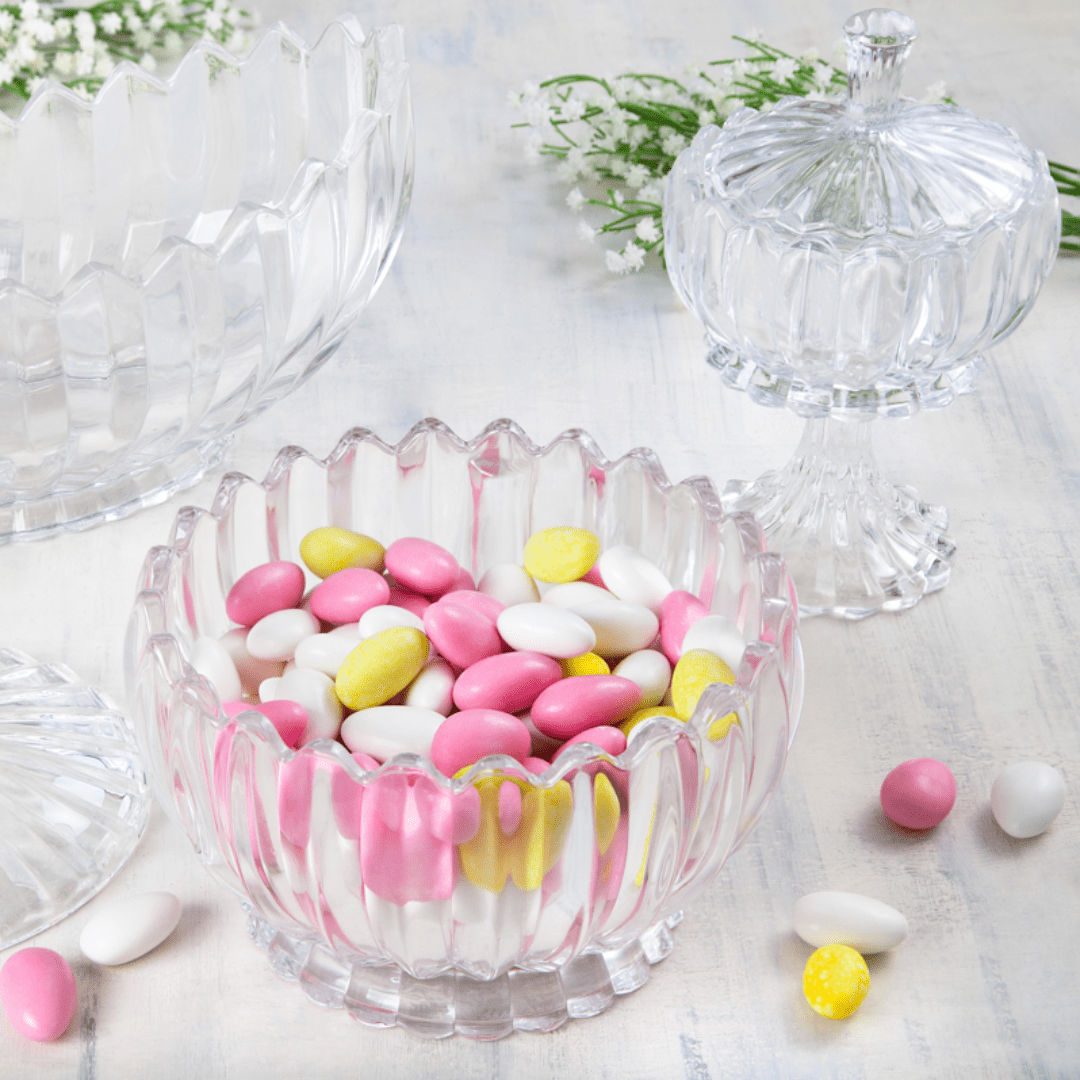 Bomboniere Potiche Geneva com Pé e Tampa de Cristal 18cm - Ela Decora