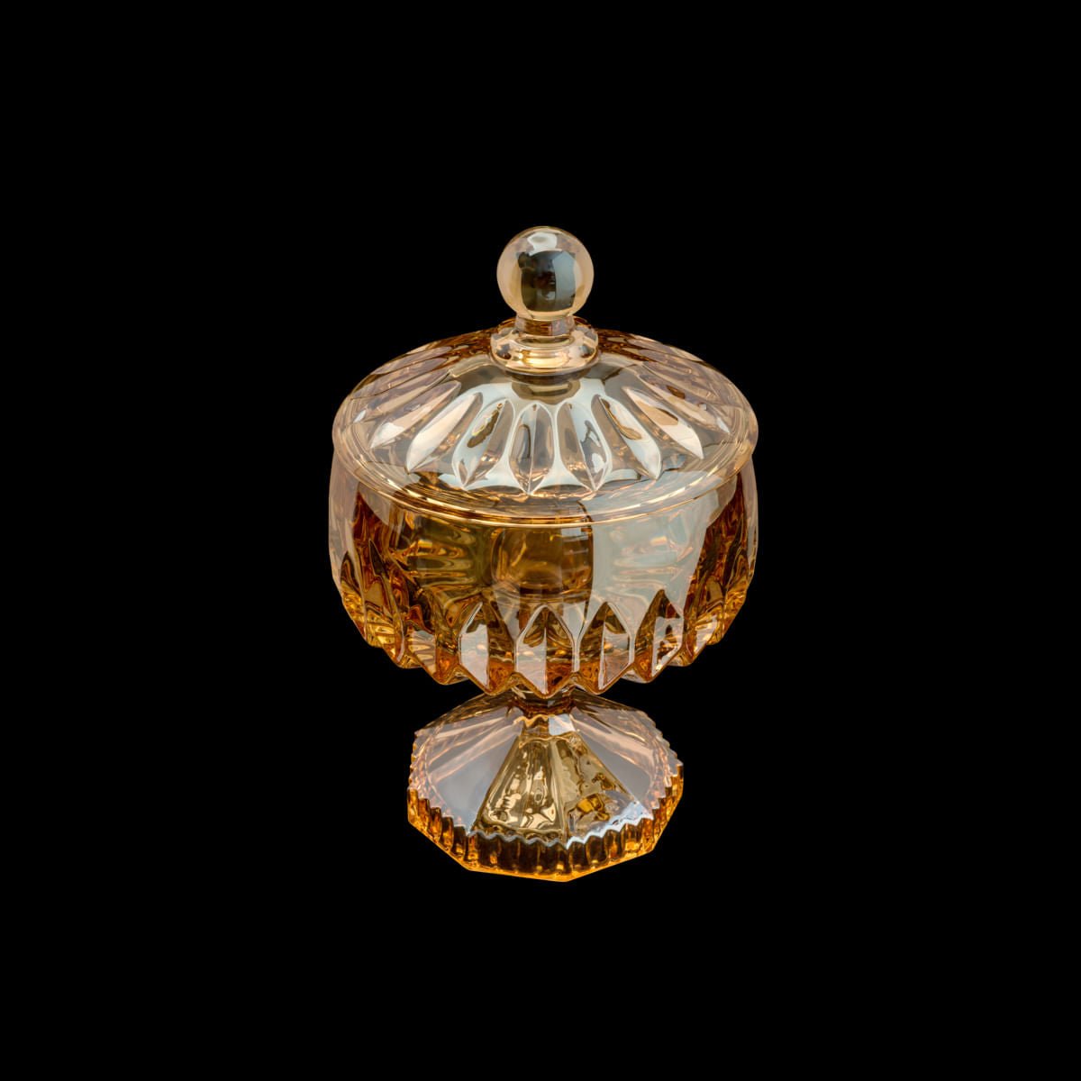 Bomboniere Potiche Louise Cristal de Chumbo com Pé Âmbar 18cm - Ela Decora