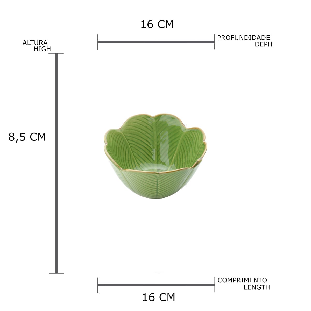 Bowl Centro de Mesa Decorativo de Ceramica Banana Leaf Verde 16cm - Ela Decora