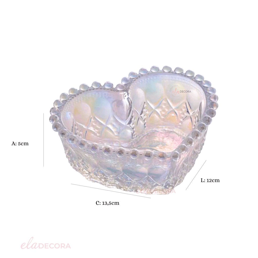 Bowl de Vidro Coração Balls Rainbow Furta - Cor Metalizado 13,5cm - Ela Decora