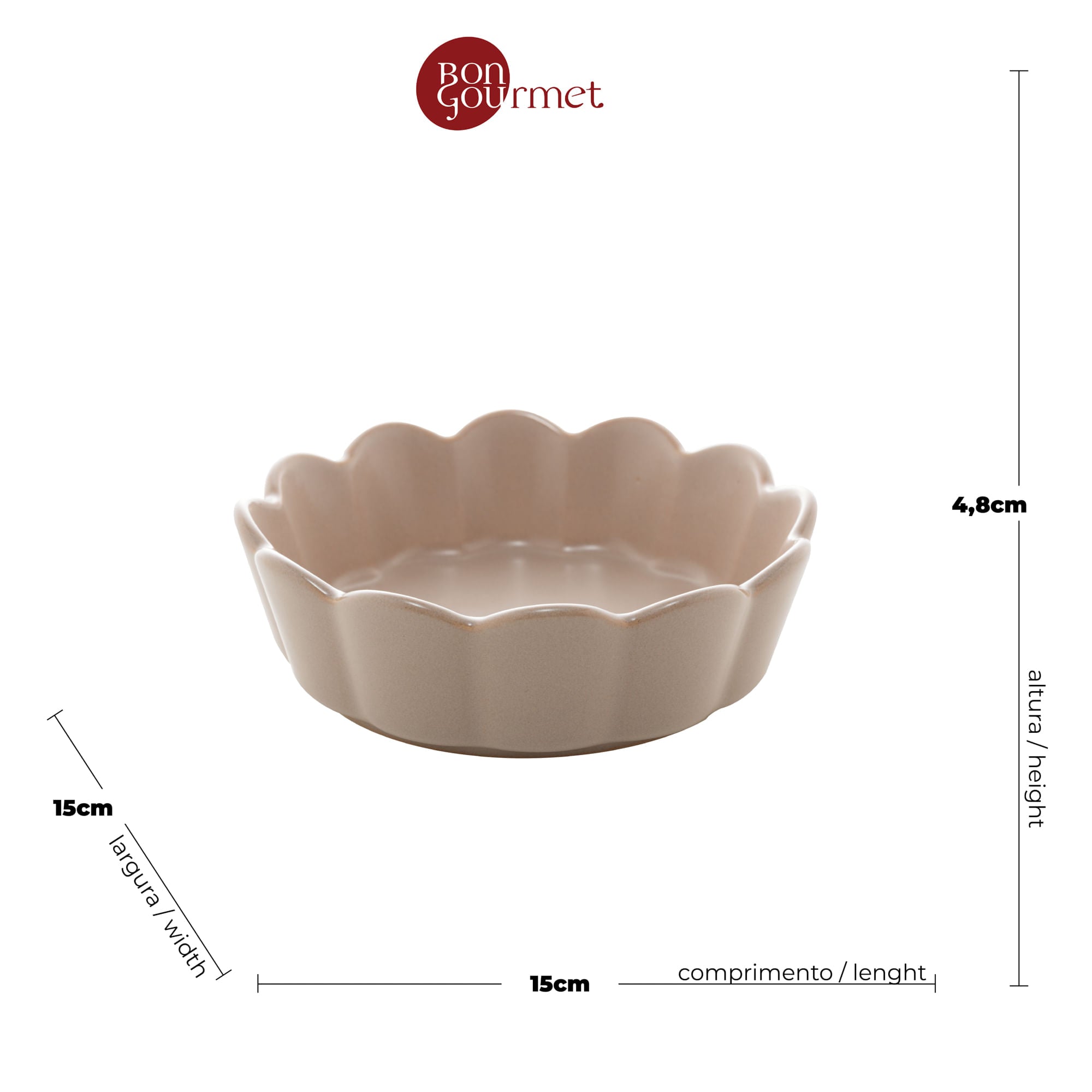 Bowl Flor Porcelana Nordica Cinza Matt - 15 cm - Ela Decora