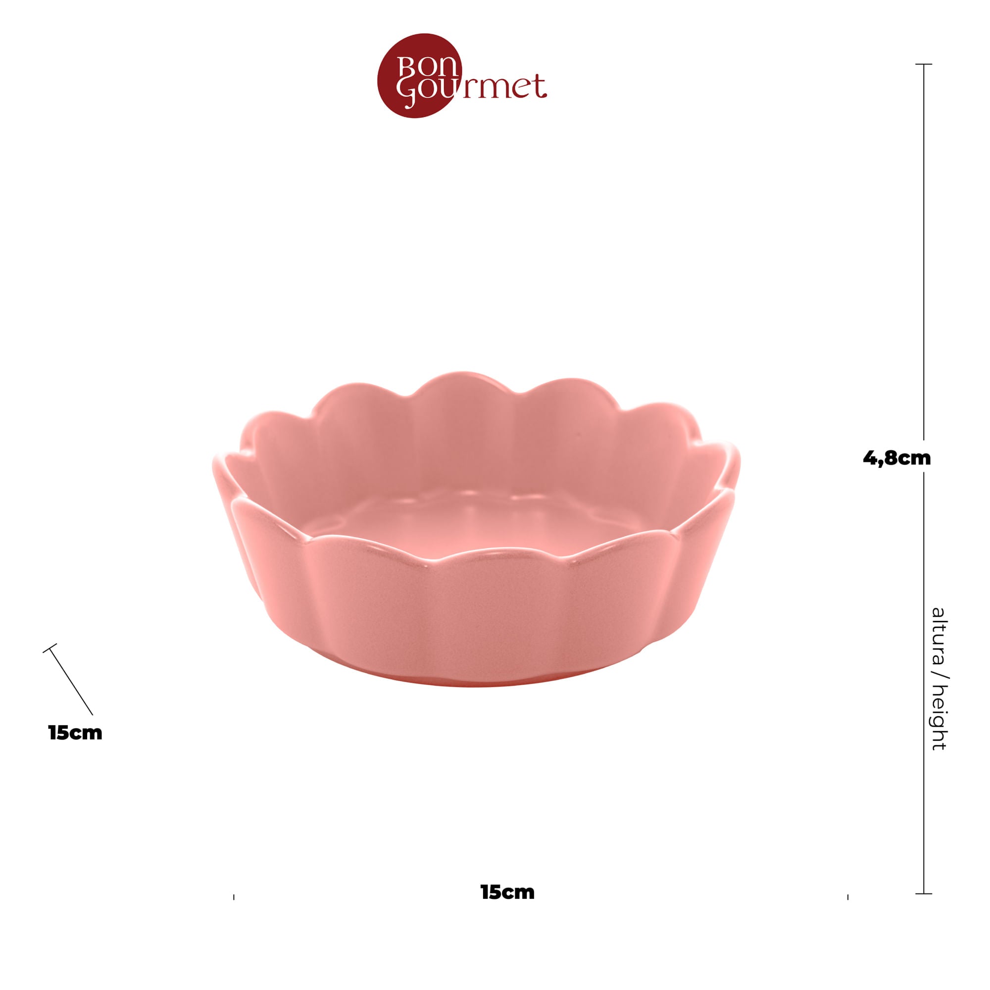 Bowl Flor Porcelana Nordica Rosa Matt - 15 cm - Ela Decora