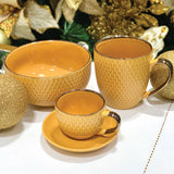 Bowl Porcelana Drops Amarelo com Detalhe Metalizado - 700ml - Ela Decora