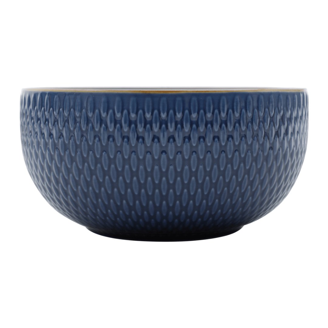 Bowl Porcelana Drops Azul com Detalhe Metalizado - 700ml - Ela Decora