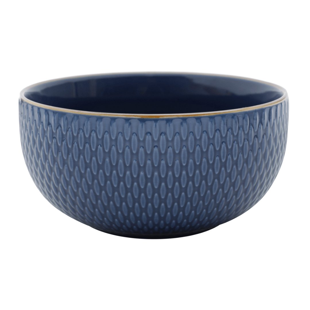 Bowl Porcelana Drops Azul com Detalhe Metalizado - 700ml - Ela Decora
