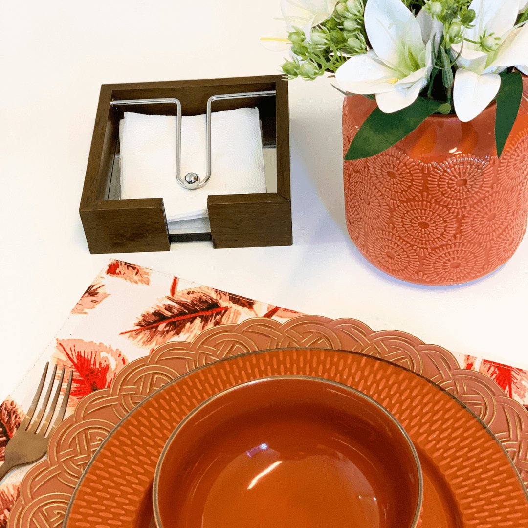 Bowl Porcelana Drops Laranja com Detalhe Metalizado - 700ml - Ela Decora