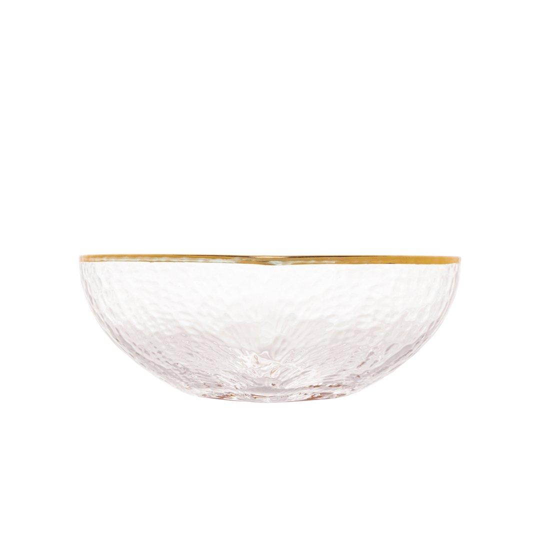 Bowl Vidro Martelado Coração Fio de Ouro - 12cm - Ela Decora