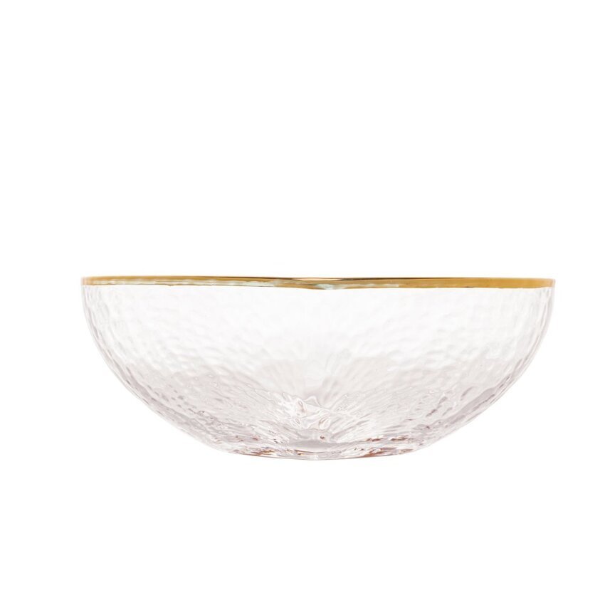 Bowl Vidro Martelado Coração Fio de Ouro - 15 cm - Ela Decora