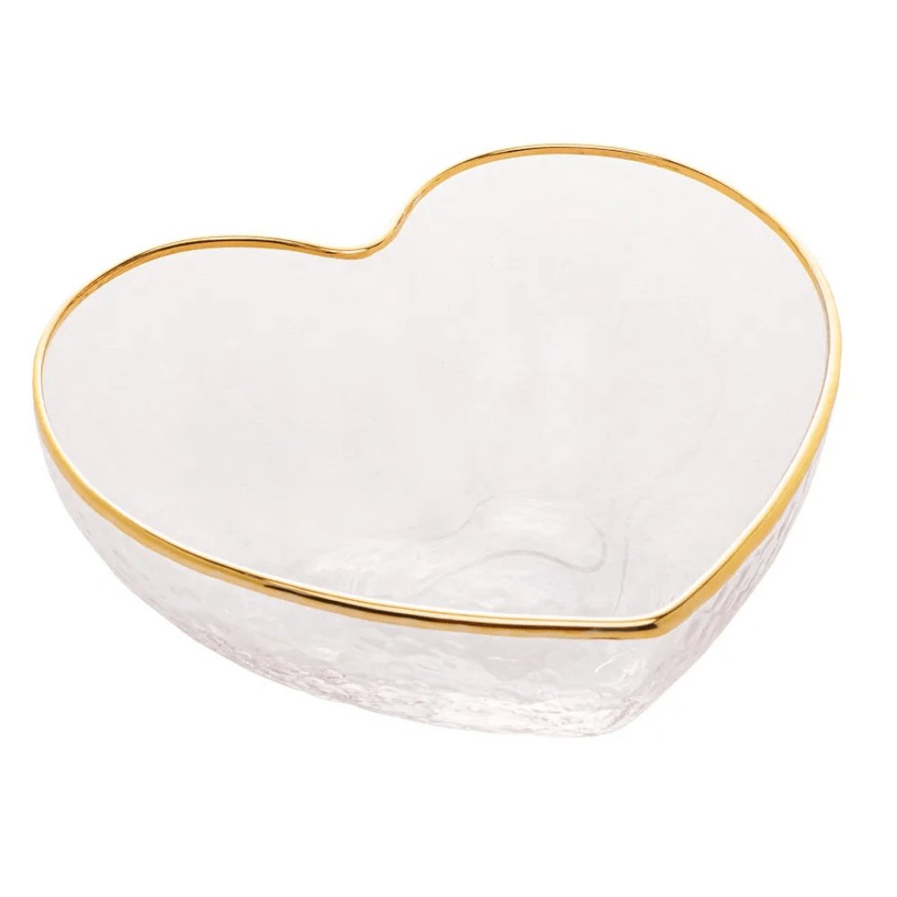Bowl Vidro Martelado Coração Fio de Ouro - 15 cm - Ela Decora