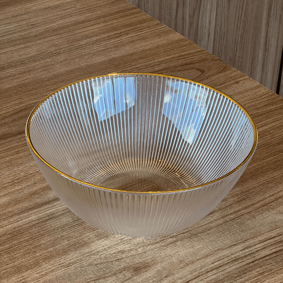 Bowl de Vidro Graffiato com Borda Dourada 2L