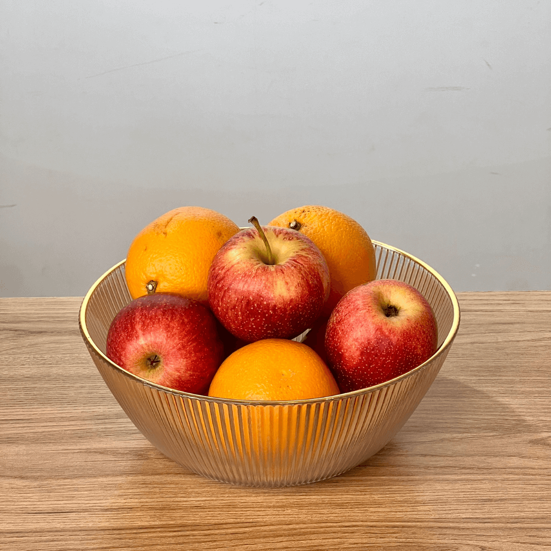 Bowl de Vidro Graffiato com Borda Dourada 2L