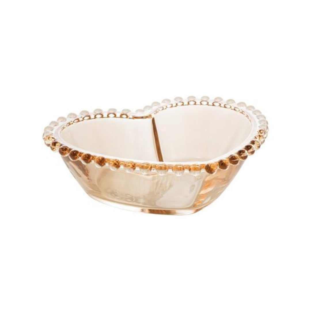 Bowl Cristal Coração Pearl Bolinha Ambar 19cm