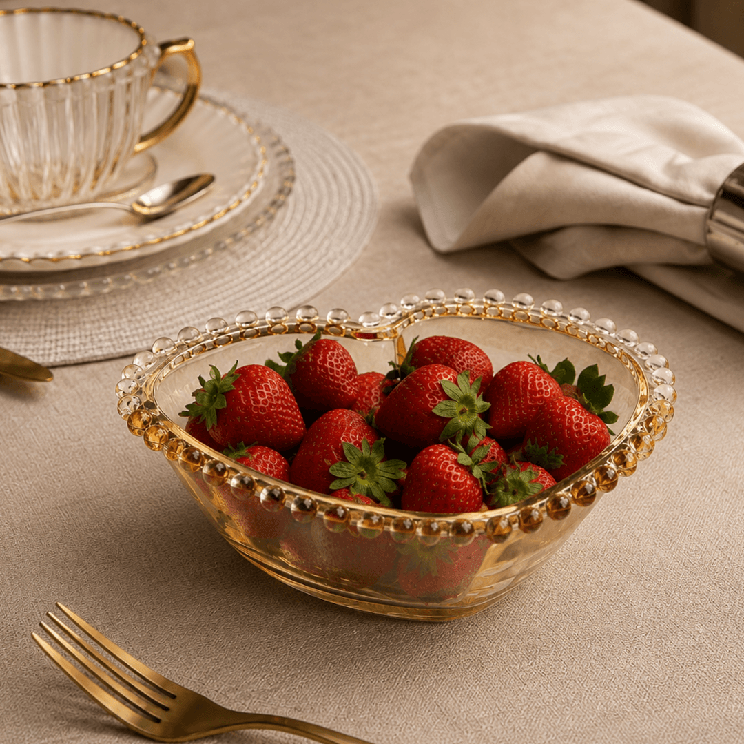 Bowl Cristal Coração Pearl Bolinha Ambar 19cm