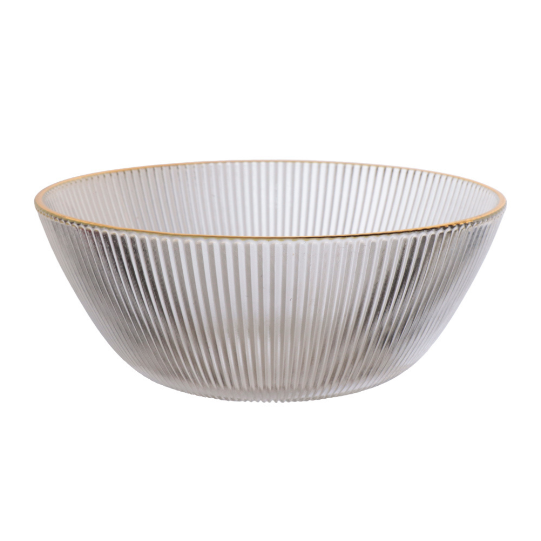 Bowl de Vidro Graffiato com Borda Dourada 2L