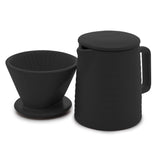 Bule com Tampa e Suporte para Filtro em Cerâmica Preta 600ml - Ela Decora