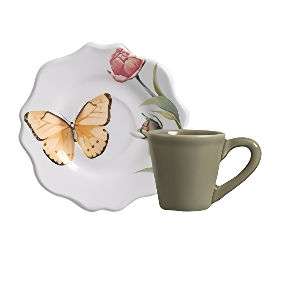 Jogo 6 Xicaras de Café com Pires Butterfly 100ml
