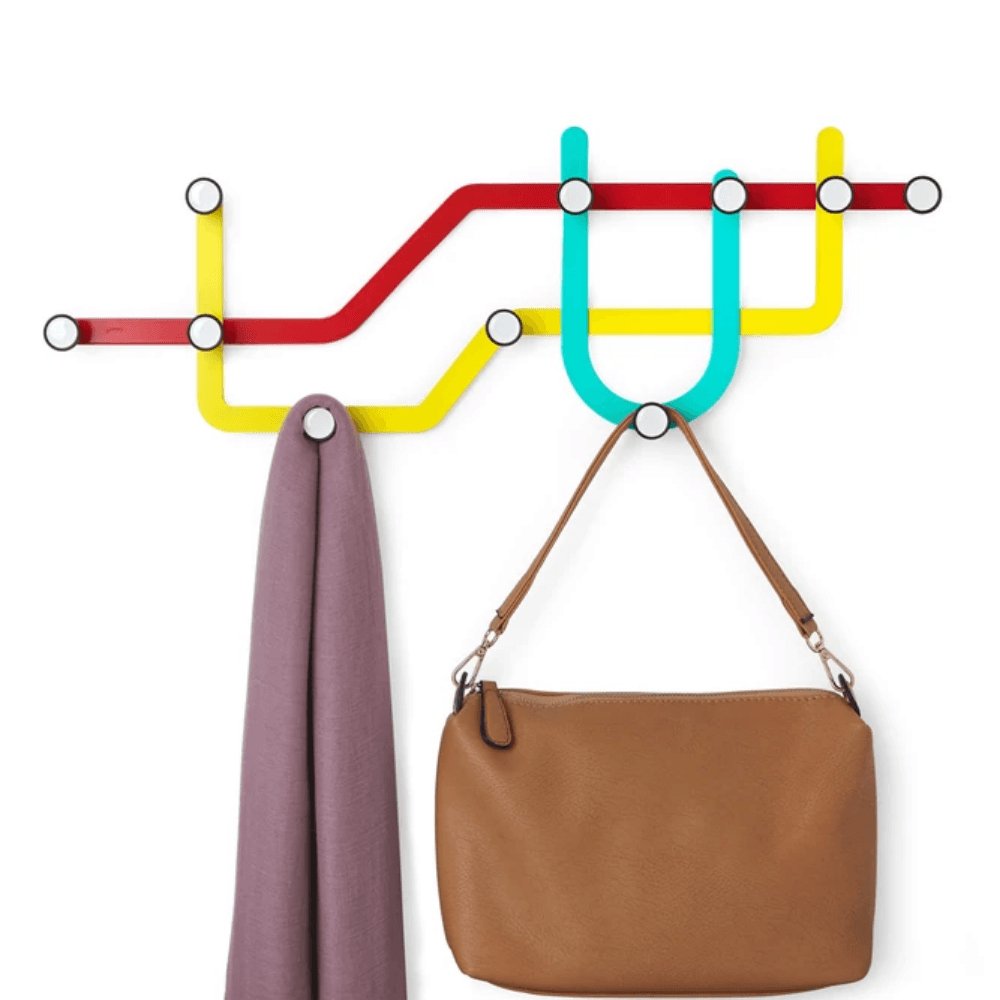 Cabideiro Ganchos de Parede Subway Metrô Colorido Umbra - 58 cm - Ela Decora