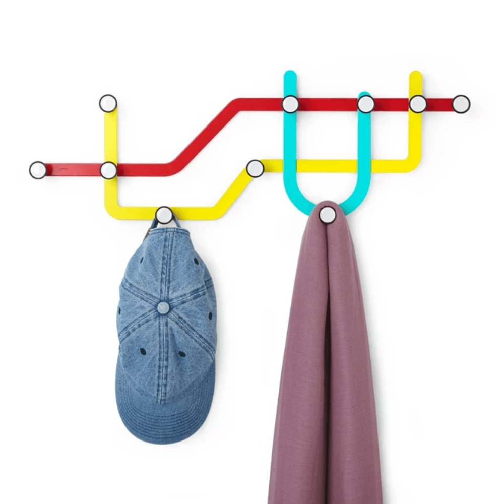 Cabideiro Ganchos de Parede Subway Metrô Colorido Umbra - 58 cm - Ela Decora