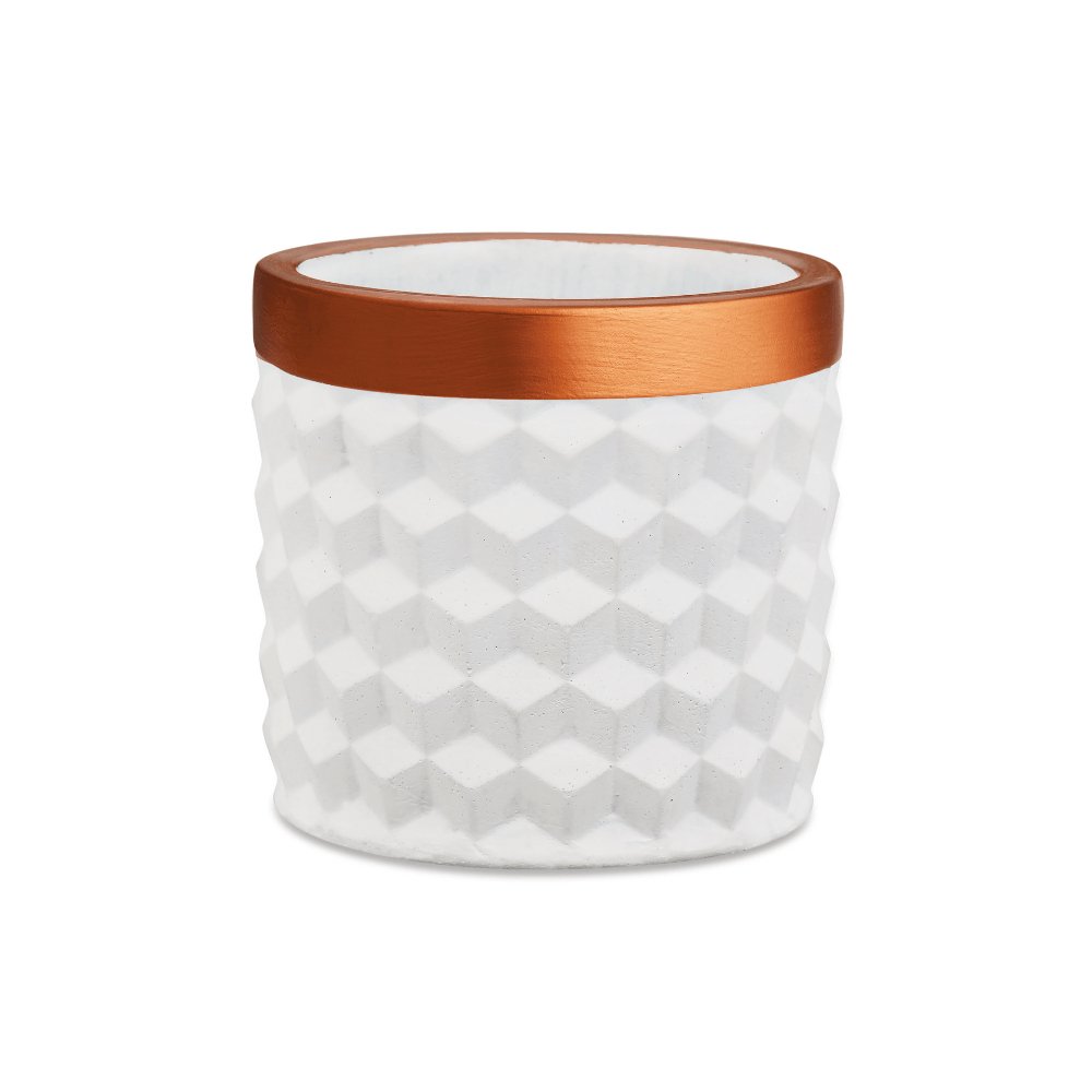 Cachepot Branco Em Cimento M - 14 cm - Ela Decora