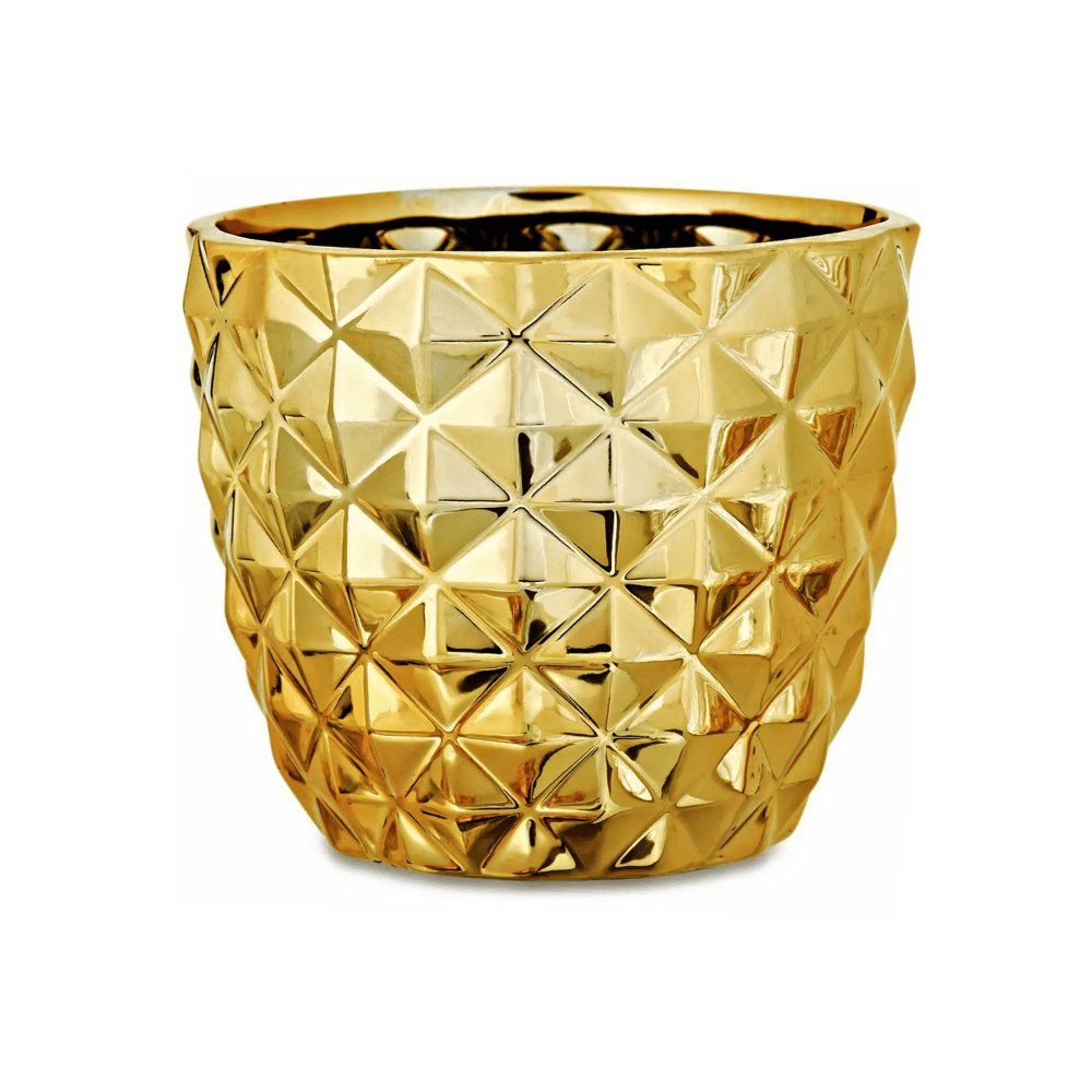 Cachepot Dourado Cerâmica Dots P - 10 cm - Ela Decora
