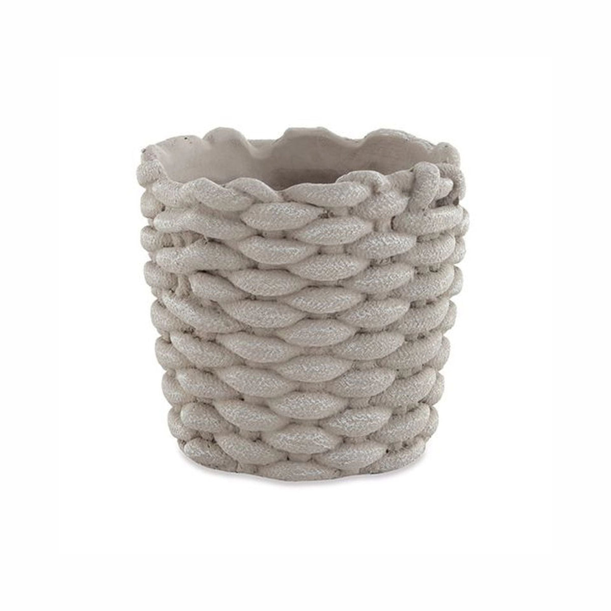 Cachepot Estilo Cesto Corda de Cimento Cinza 16,5cm x 15cm - Ela Decora