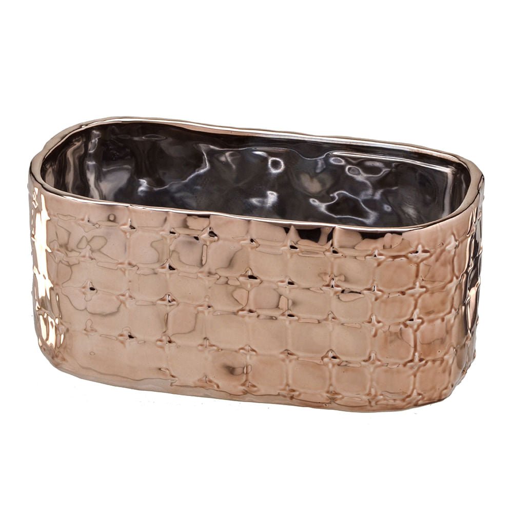 Cachepot Retangular Decorativo Rose Gold 19,5cm - Ela Decora