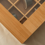 Caixa de Chá com 4 Divisórias em Bambu e Visor 16cm x 15cm x 9cm - Ela Decora