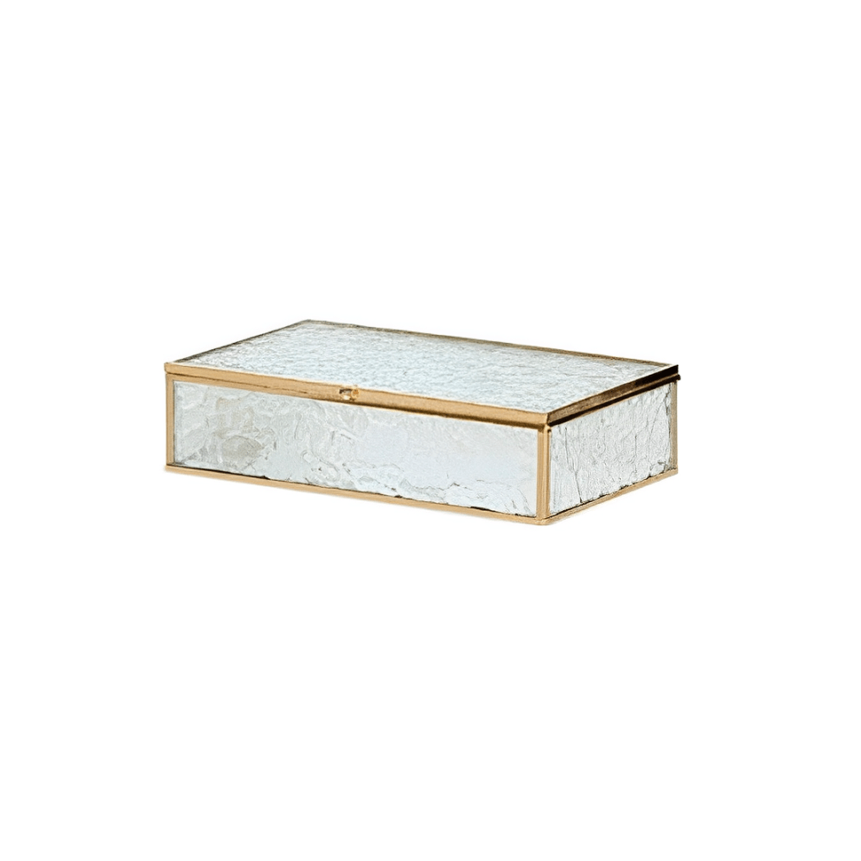 Caixa de Vidro e Metal Dourado 21cm P - Ela Decora