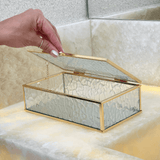Caixa de Vidro e Metal Dourado 21cm P - Ela Decora