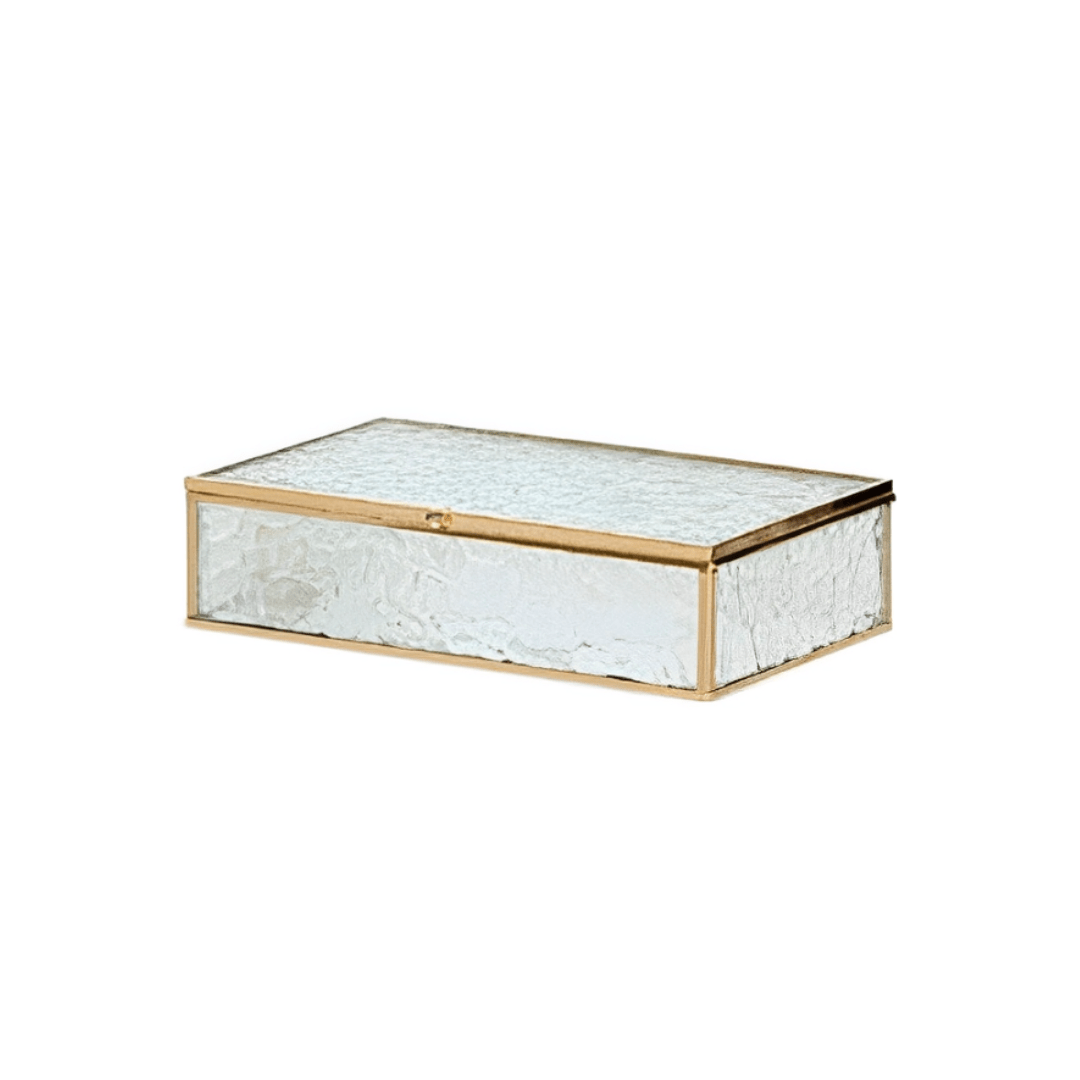 Caixa de Vidro e Metal Dourado 25cm G - Ela Decora